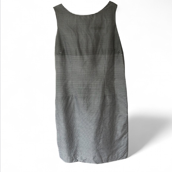 VINTAGE J.G. HOOK 100% Silk Gingham Shift Dress Black White Academia Retro Sz 12 - Picture 1 of 11